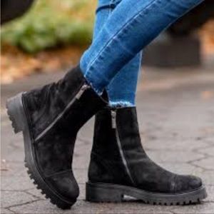 Thursday Boot Company Suede Black Boots with Double Zip-up